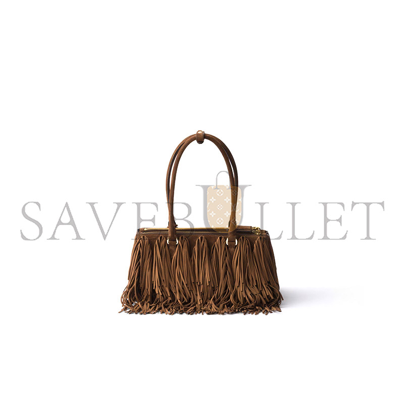 PRADA GALLERIA MEDIUM SUEDE BAG WITH FRINGE 1BA457 (30*14*10.5cm) 